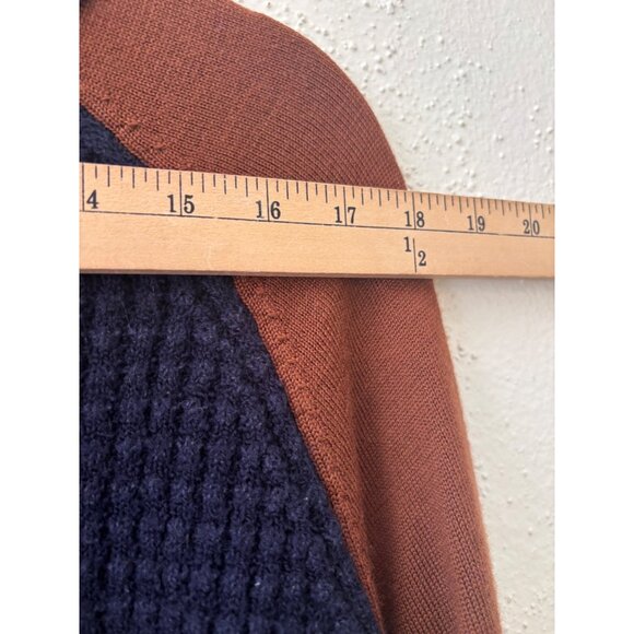 COS Wool Cotton Colorblock Waffle Turtleneck Sweater Navy Blue Rust - Picture 10 of 10